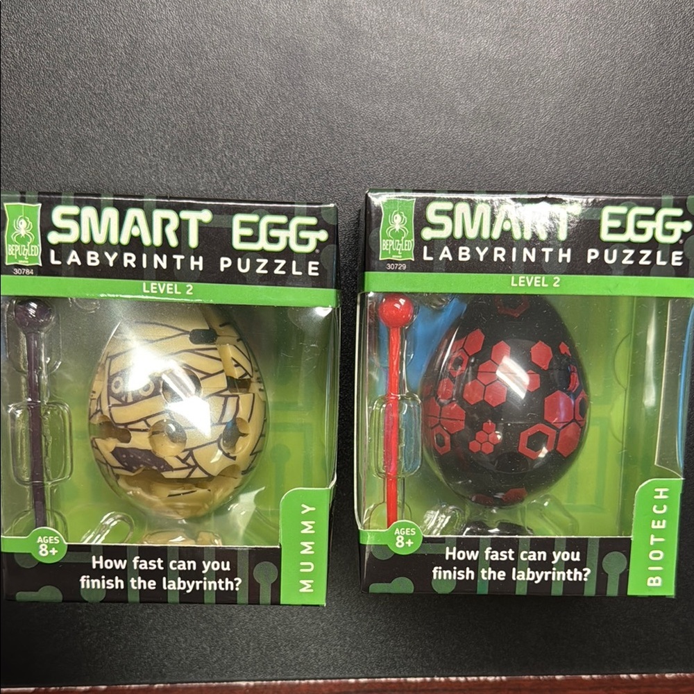 New Smart Egg Labyrinth Puzzles set of 2.  Ages 8+- Mummy and Biotech